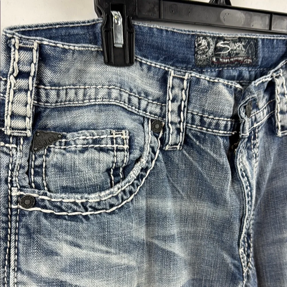 Silver‎ Co Men's Light Blue Nash straight-leg Distressed Jeans Size 34
